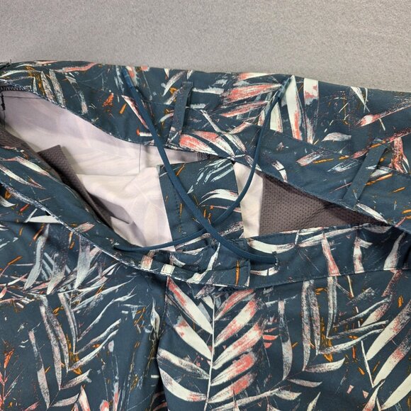 All in Motion Shorts Mens Medium Blue Palm Leaf Print Stretch Golf Zip Pocket - Picture 3 of 10